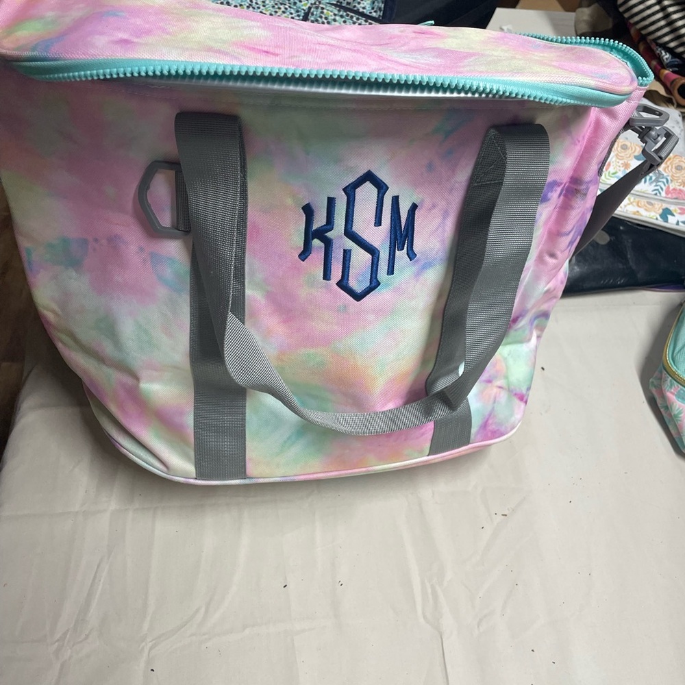 Pastel Tie-Dye Tote Bag with Gray Straps